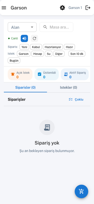 Garson siparişleri